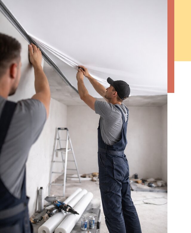 Монтаж матового натяжного потолка в Великих Луках от 4652 руб./м² — быстро и недорого | ОТДЕЛОЧНИК-Вкл