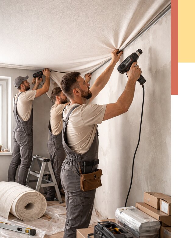 Монтаж фактурного натяжного потолка в Великих Луках от 775 руб. — ОТДЕЛОЧНИК-Вкл