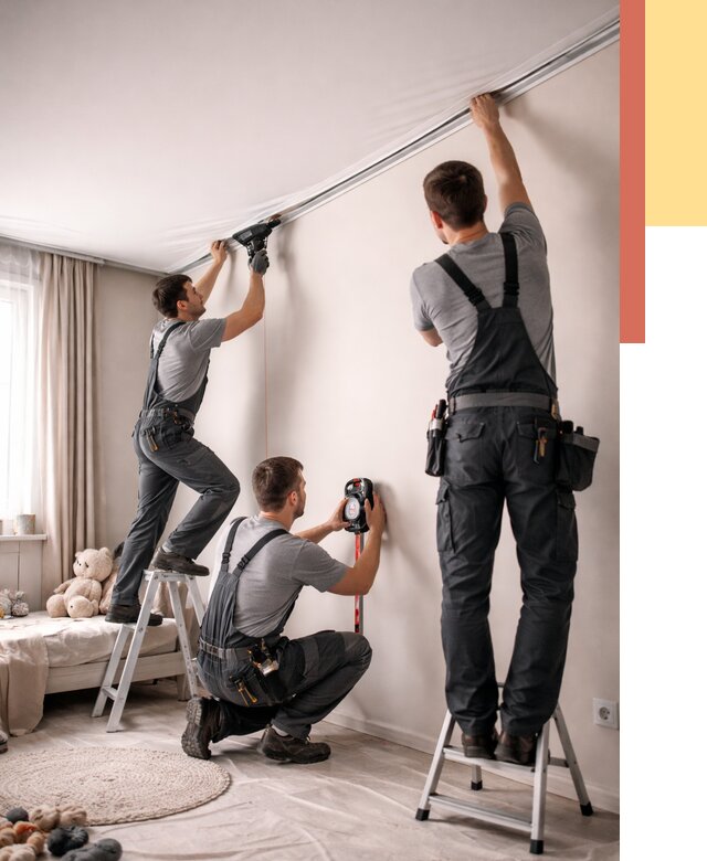 Монтаж натяжного потолка в детской в Великих Луках от 3618 руб. — быстро и недорого | ОТДЕЛОЧНИК-Вкл