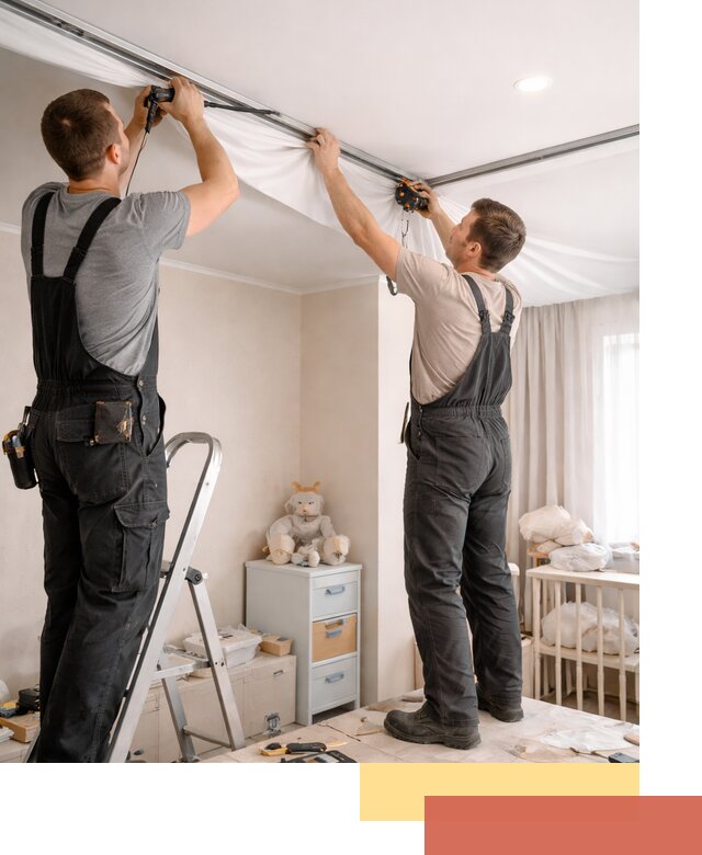 Монтаж натяжного потолка в детской комнате в Великих Луках