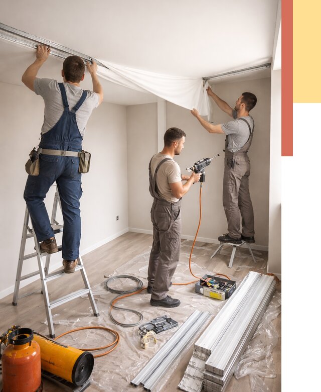 Монтаж натяжного потолка в студии в Великих Луках от 5685 руб. — быстро и недорого | ОТДЕЛОЧНИК-Вкл