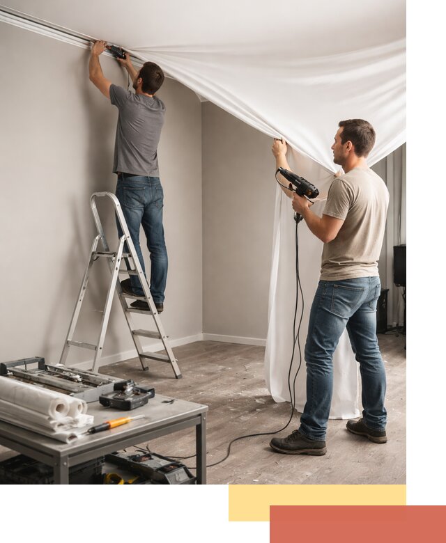 Монтаж натяжного потолка в студии в Великих Луках