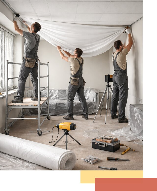 Монтаж натяжного потолка в офисе в Великих Луках