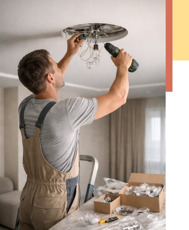 Установка люстры в натяжной потолок в Великих Луках от 1240 руб. | Быстро и недорого — ОТДЕЛОЧНИК-Вкл