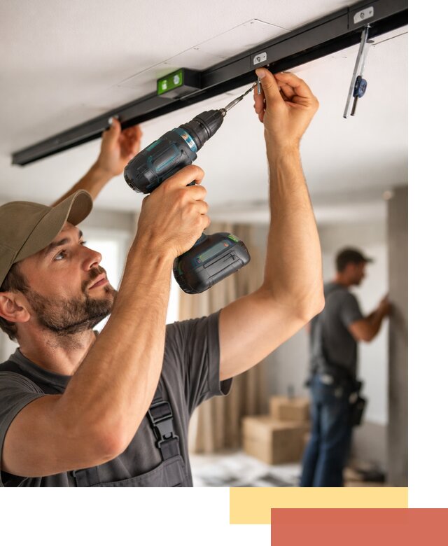 Установка трековых светильников в натяжной потолок в Великих Луках