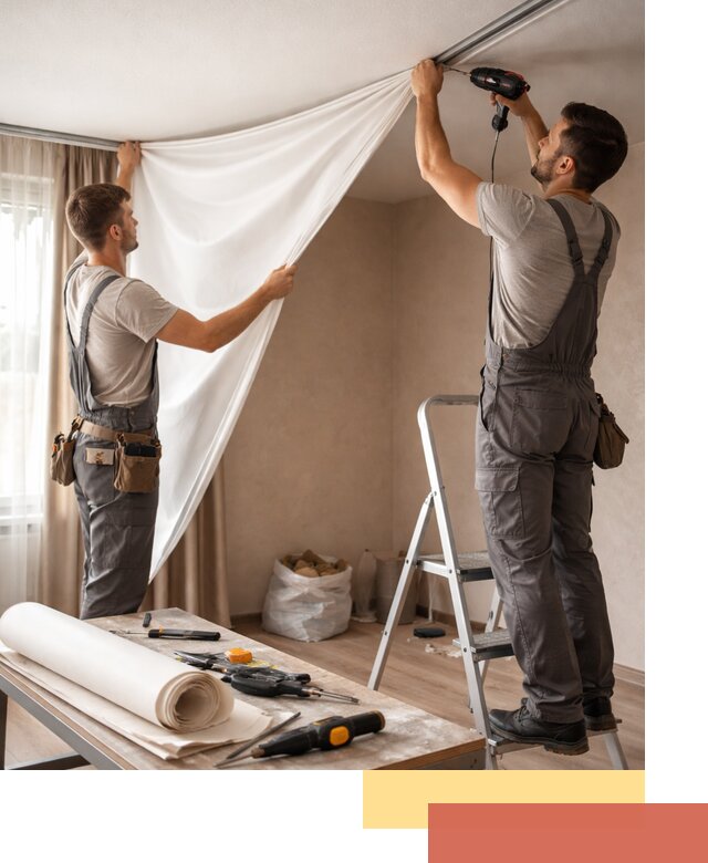 Замена полотна натяжного потолка в Великих Луках быстро и качественно