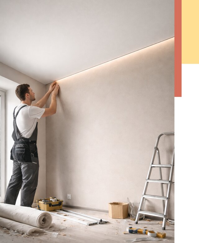 Теневые натяжные потолки в Великих Луках от 8476 руб. под ключ | ОТДЕЛОЧНИК-Вкл