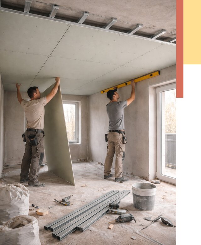 Одноуровневый потолок из гипсокартона в Великих Луках от 775 руб. — монтаж под ключ | ОТДЕЛОЧНИК-Вкл