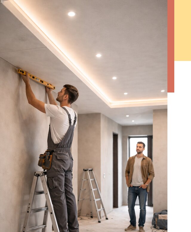 Потолок из гипсокартона с подсветкой в Великих Луках от 775 руб./м2 под ключ | ОТДЕЛОЧНИК-Вкл