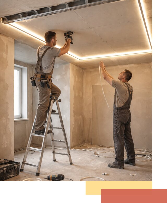 Потолок из гипсокартона с подсветкой в Великих Луках