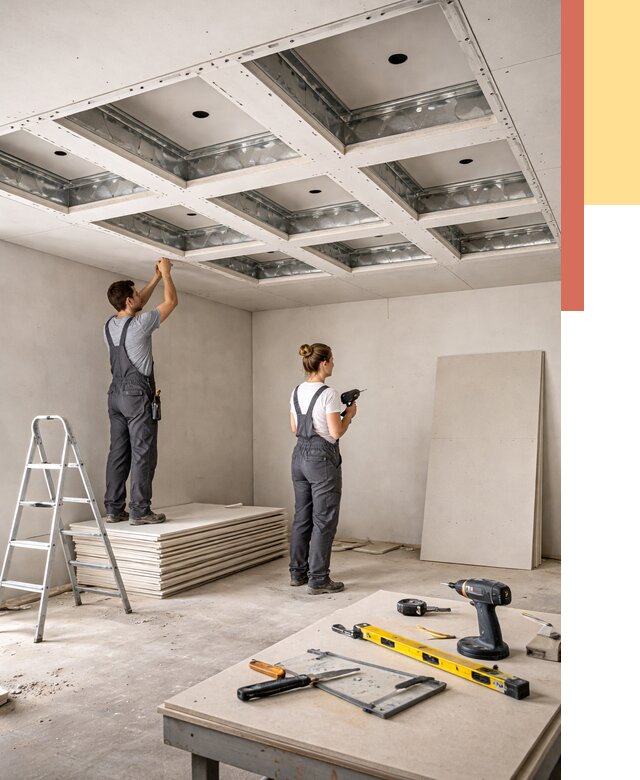 Кессонный потолок из гипсокартона в Великих Луках от 1912 руб. — монтаж и под ключ | ОТДЕЛОЧНИК-Вкл