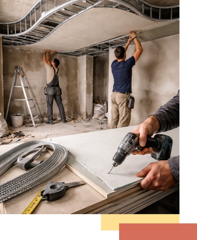 Криволинейный потолок из гипсокартона в Великих Луках — монтаж и отделка