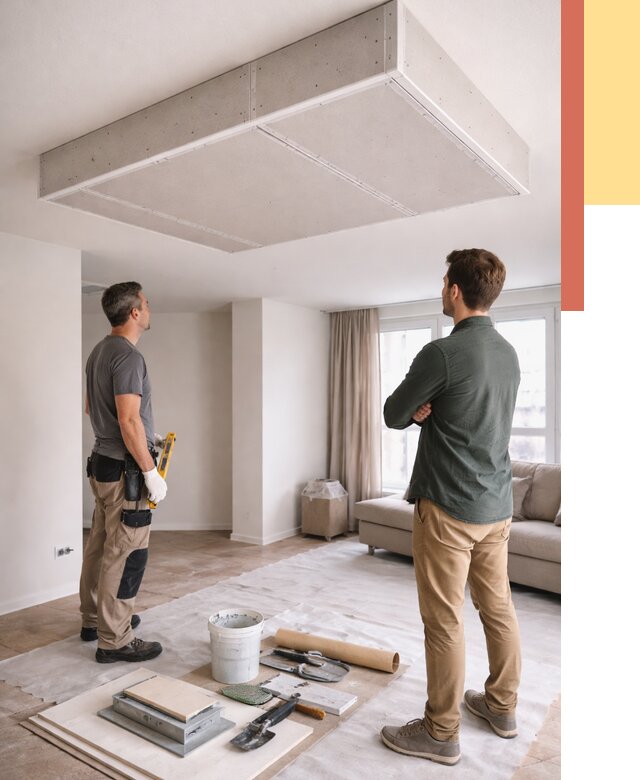 Короб на потолке из гипсокартона в Великих Луках от 2274 руб. — монтаж и услуги под ключ | ОТДЕЛОЧНИК-Вкл