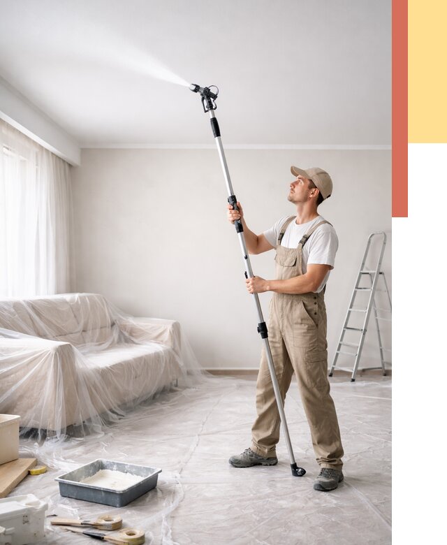 Покраска потолка краскопультом в Великих Луках от 4652 руб. быстро и недорого | ОТДЕЛОЧНИК-Вкл