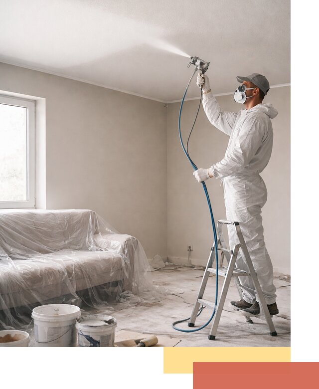 Покраска потолка краскопультом в Великих Луках быстро и качественно